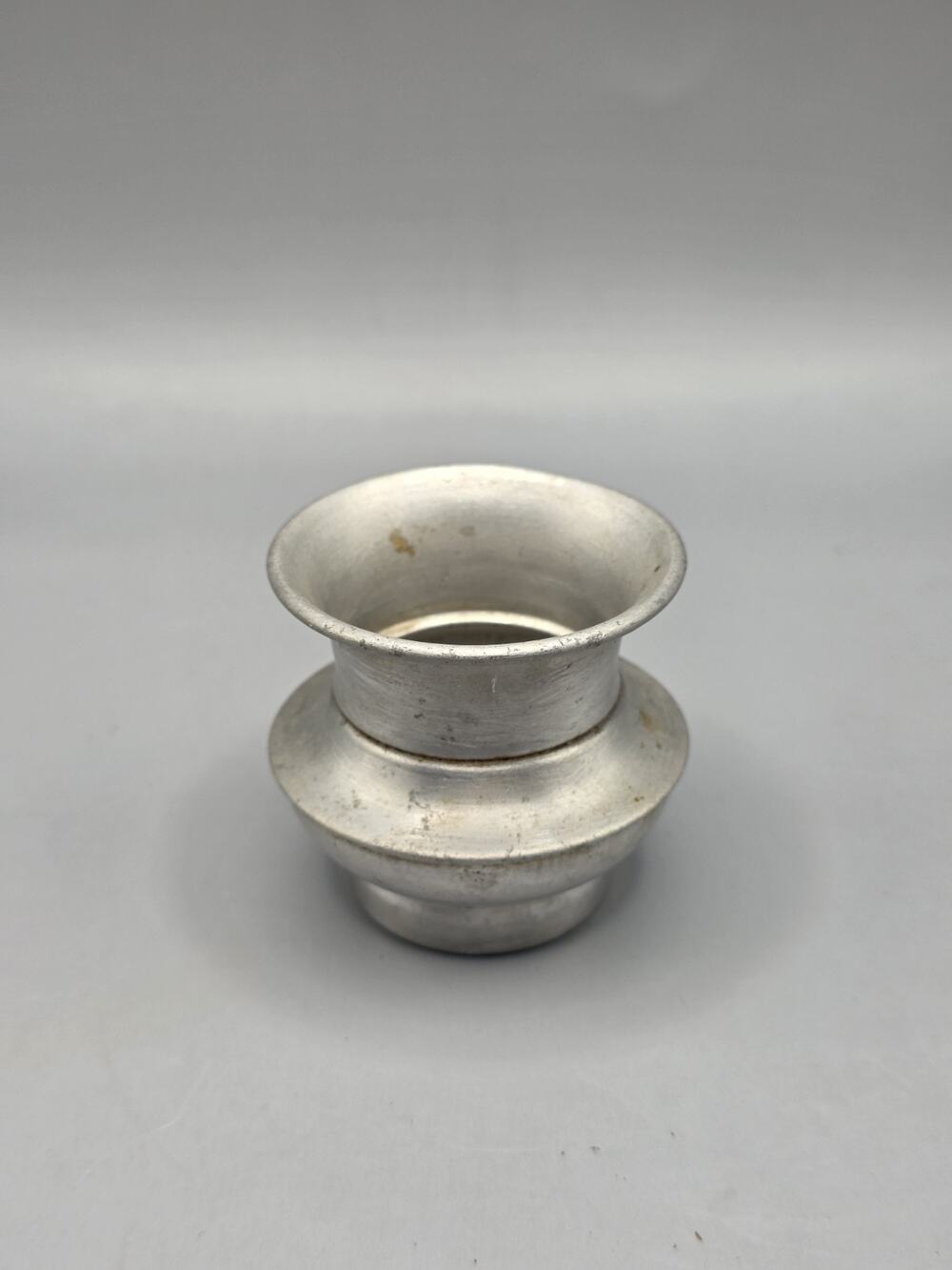 Vintage 2’x2’ Aluminum spittoon Toothpick Holder Weighted Base Folded Lip